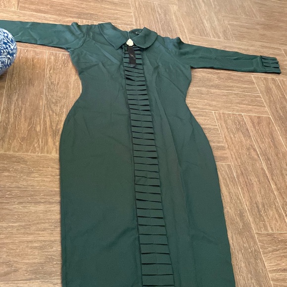 Green midi collared career dress - Picture 4 of 10